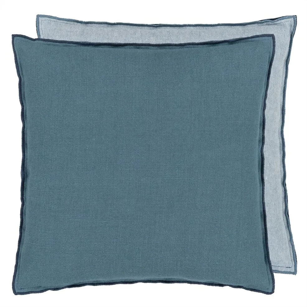 Brera Lino Midnight & Chambray Linen Cushion - Designers Guild