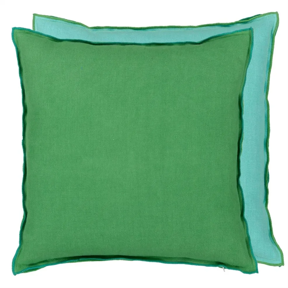 Brera Lino Emerald & Capri Linen Cushion - Designers Guild