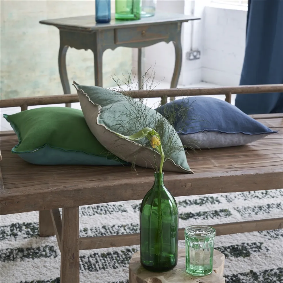 Brera Lino Emerald & Capri Linen Cushion - Designers Guild