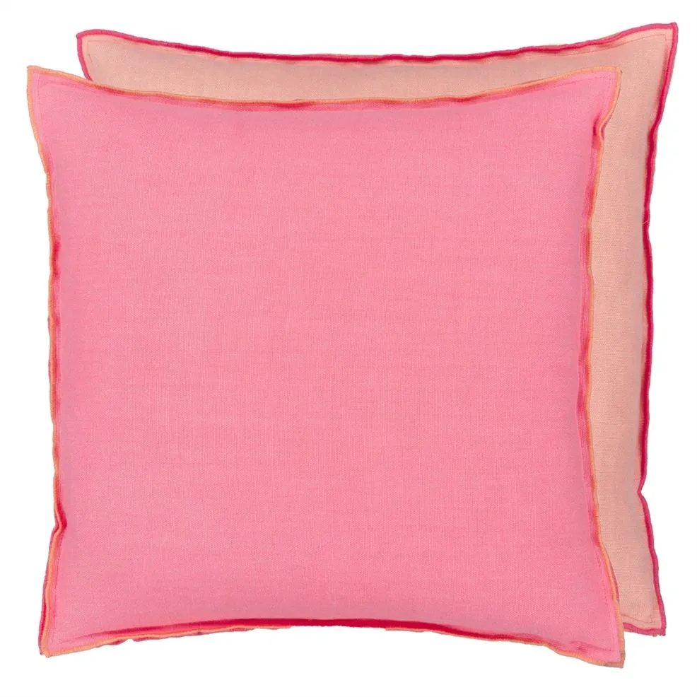 Brera Lino Hibiscus & Peach Linen Cushion - Designers Guild