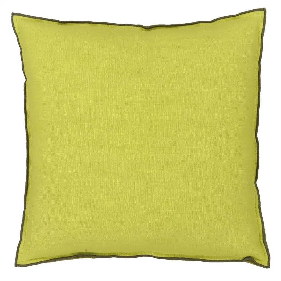 Brera Lino Lime & Moss Linen Cushion - Designers Guild