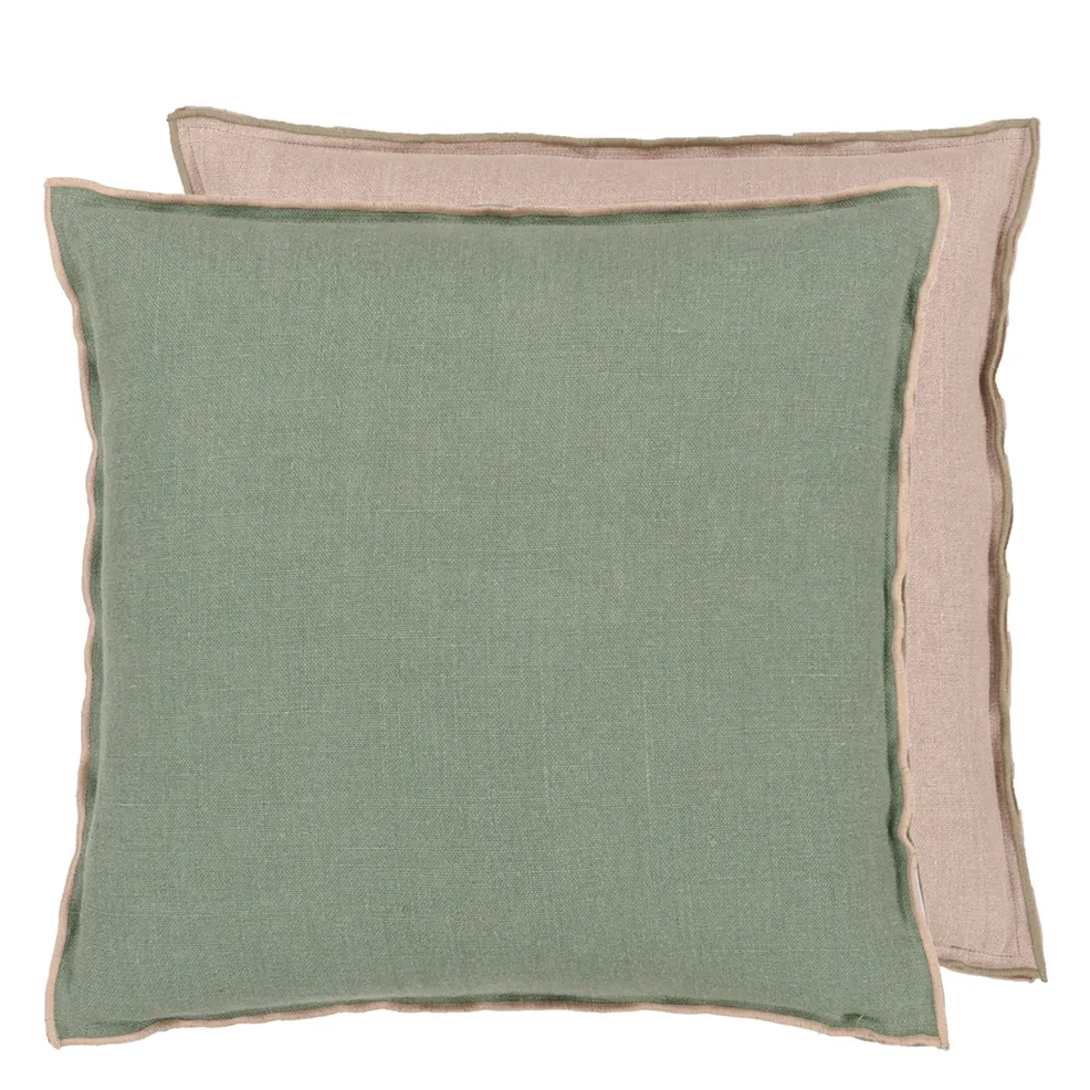 Brera Lino Thyme & Pebble Linen Cushion - Designers Guild