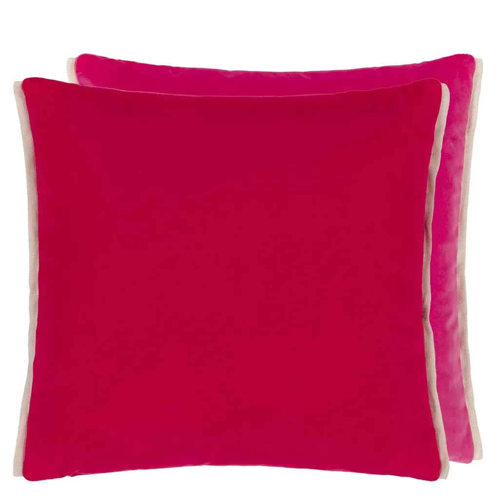 Varese Scarlet & Bright Fuchsia Velvet Cushion - Designers Guild