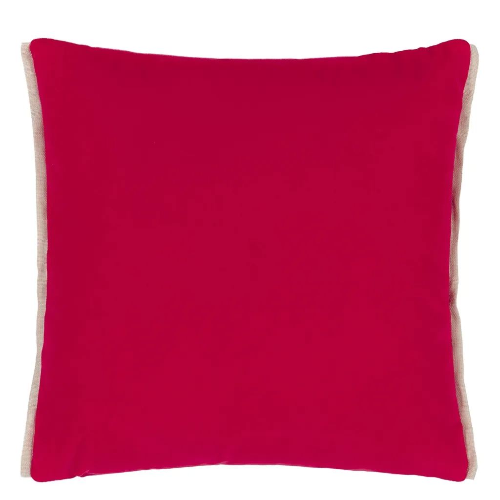 Varese Scarlet & Bright Fuchsia Velvet Cushion - Designers Guild