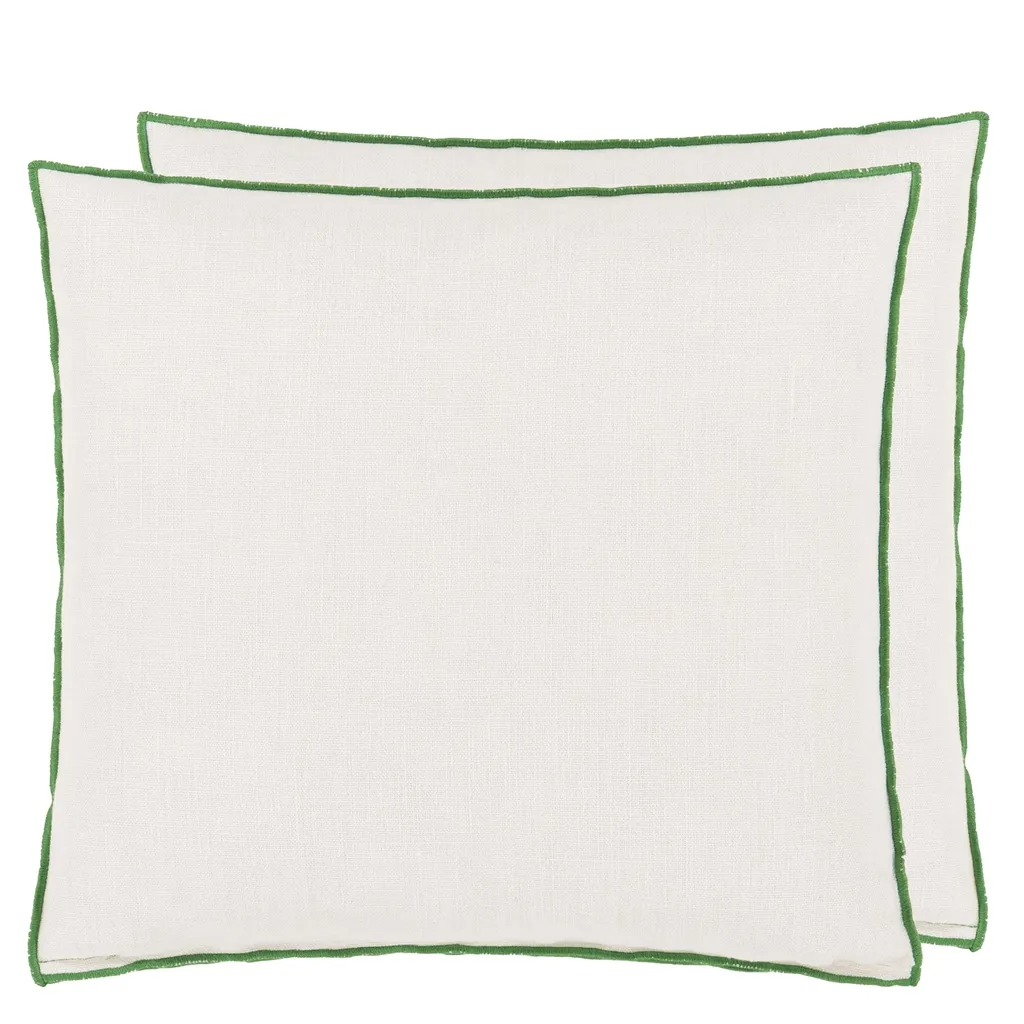 Brera Lino Alabaster & Emerald Linen Cushion