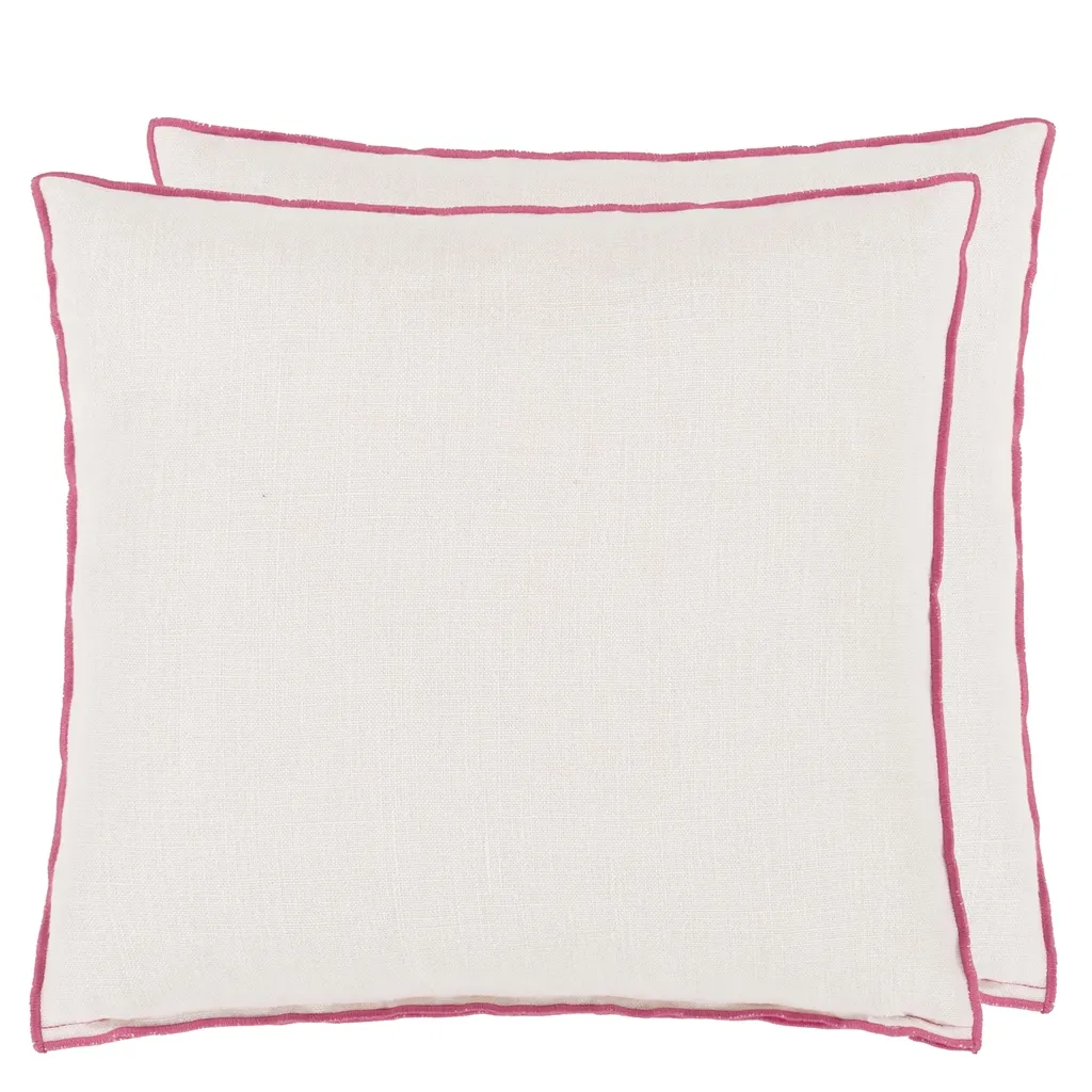 Brera Lino Alabaster & Fuchsia Linen Cushion - Designers Guild