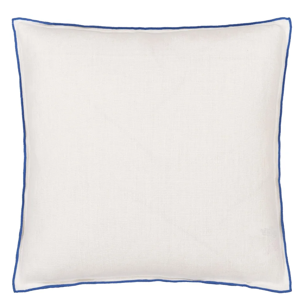 Brera Lino Alabaster & Cobalt Linen Cushion