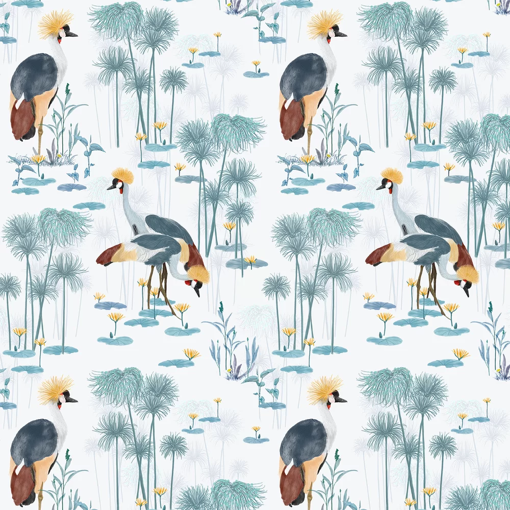 Cranes Wallpaper - Pool - Petronella Hall