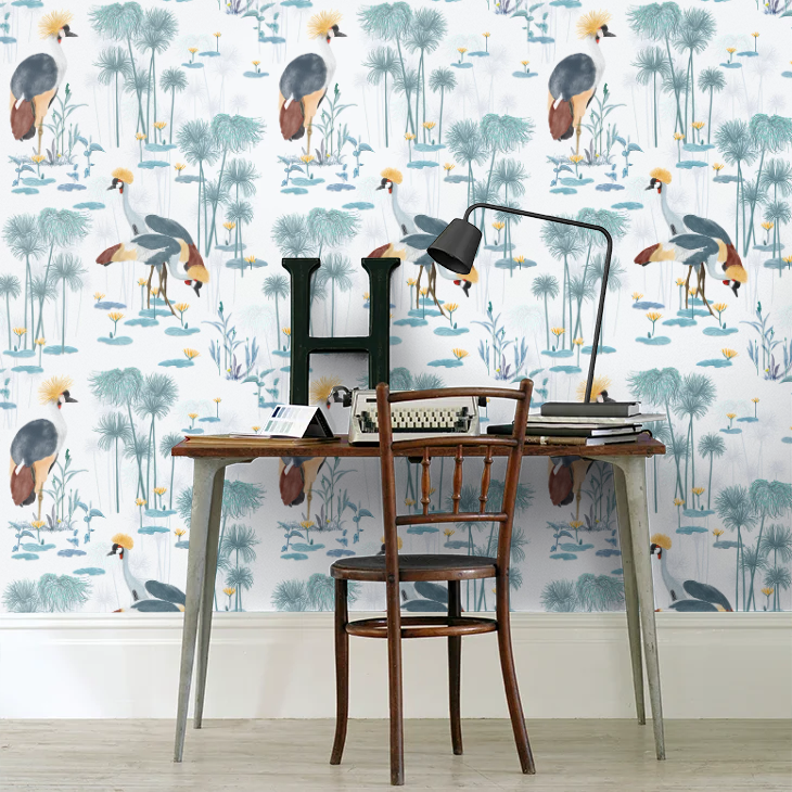 Cranes Wallpaper - Pool - Petronella Hall