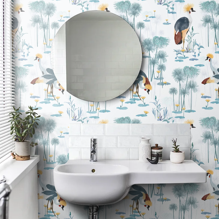 Cranes Wallpaper - Pool - Petronella Hall