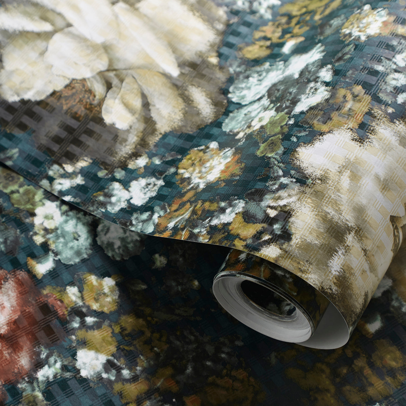 Camile Wallpaper - Teal/Spice - Clarke & Clarke