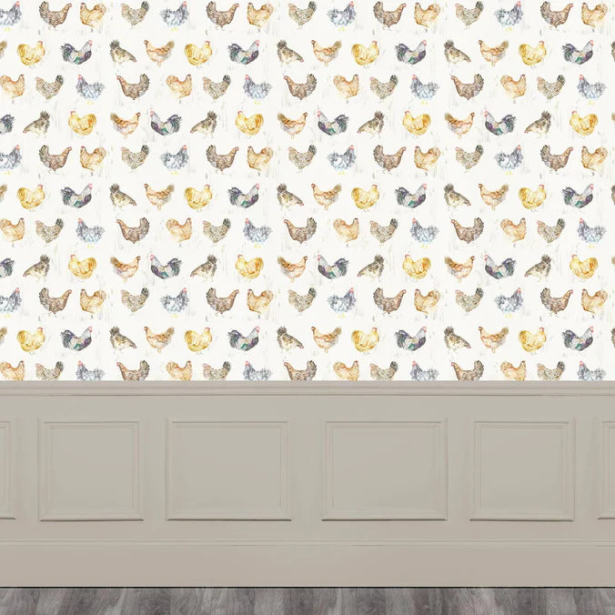 Chook Chook Cream Wide-Width Room Wallpaper 