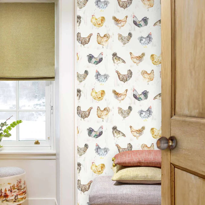 Chook Chook Cream Wide-Width Room Wallpaper 