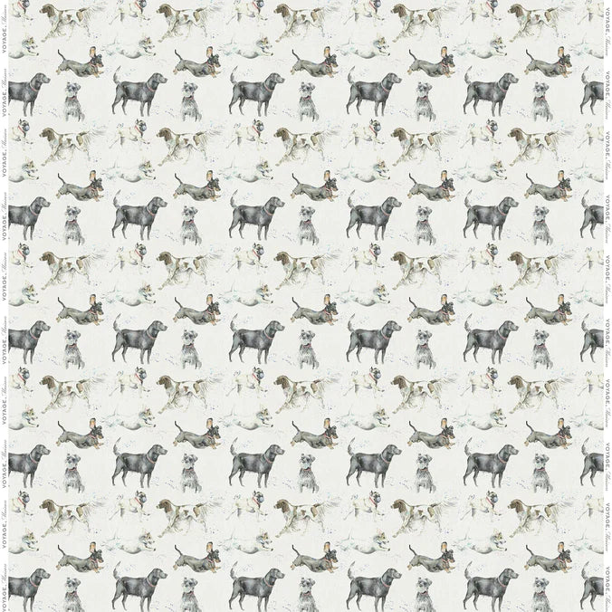 Dashing Dogs Linen Fabric