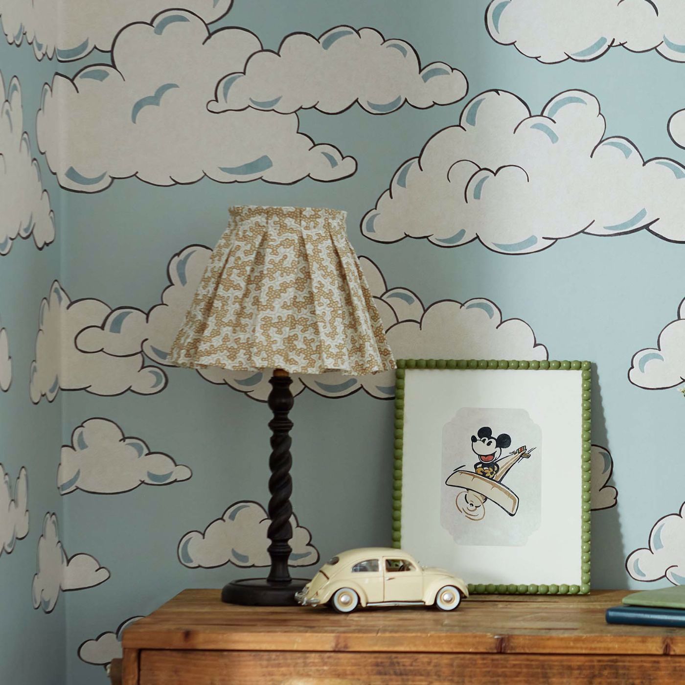 Mickey In The Clouds Sea Salt Room Wallpaper