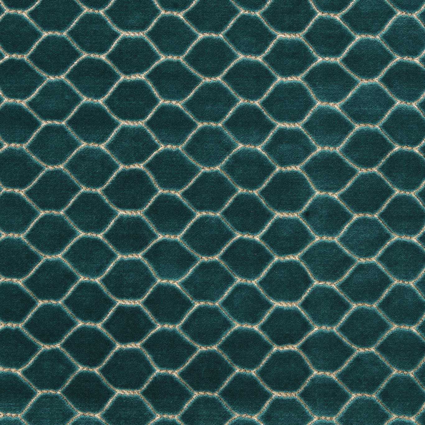 Faraday Velvet Malachite Fabric - Teal - Sanderson