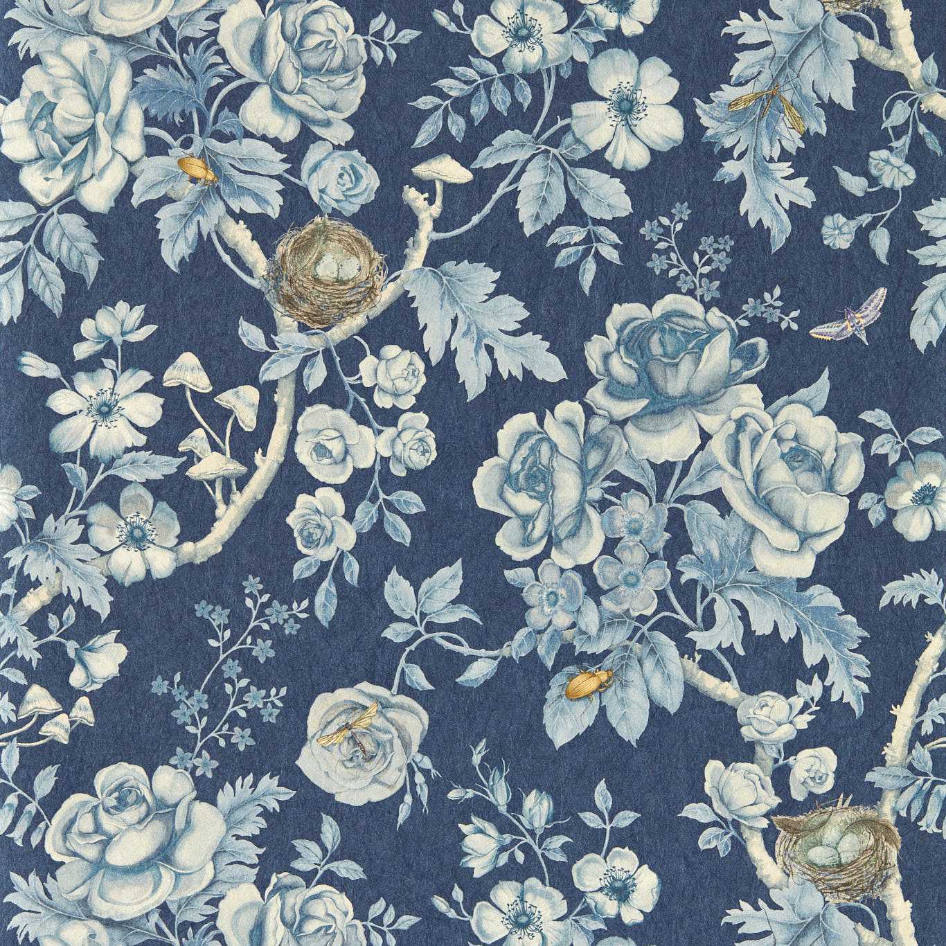 Tansy Bloom Atlantis Wallpaper - Blue - Sanderson