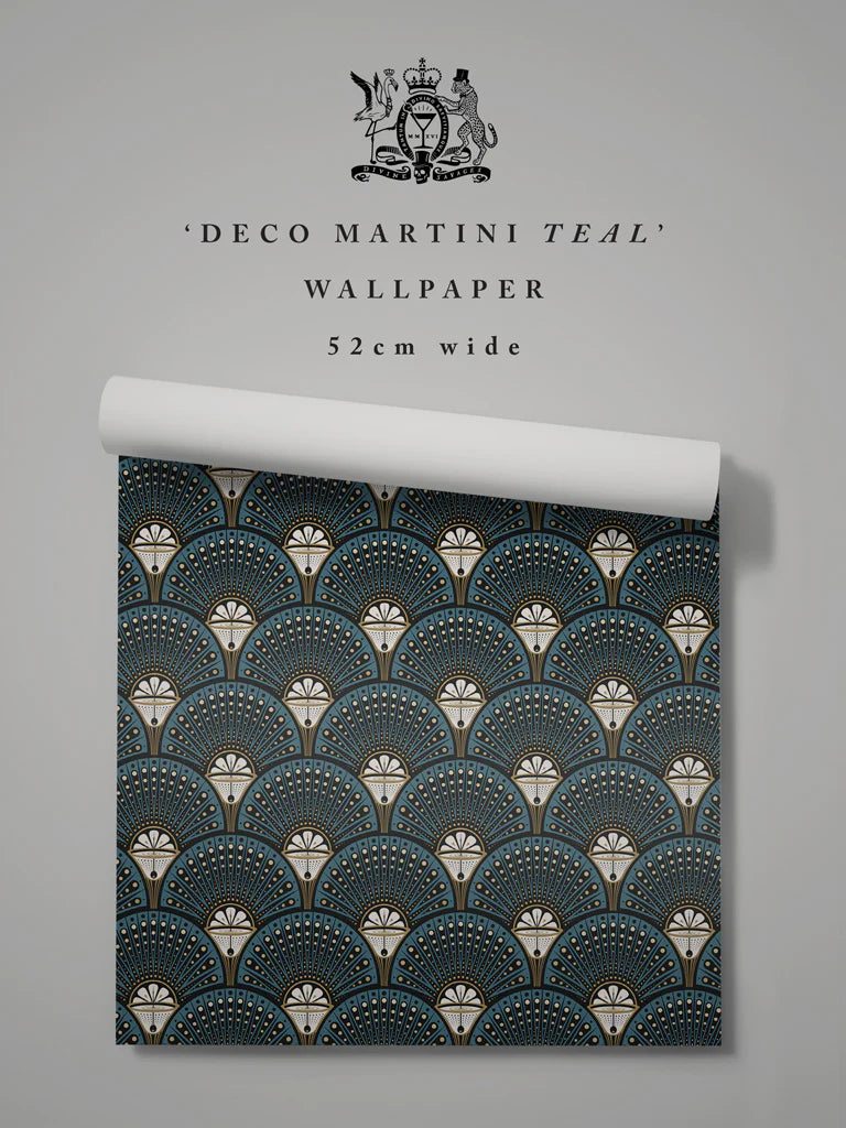 Deco Martini 'Teal' Wallpaper