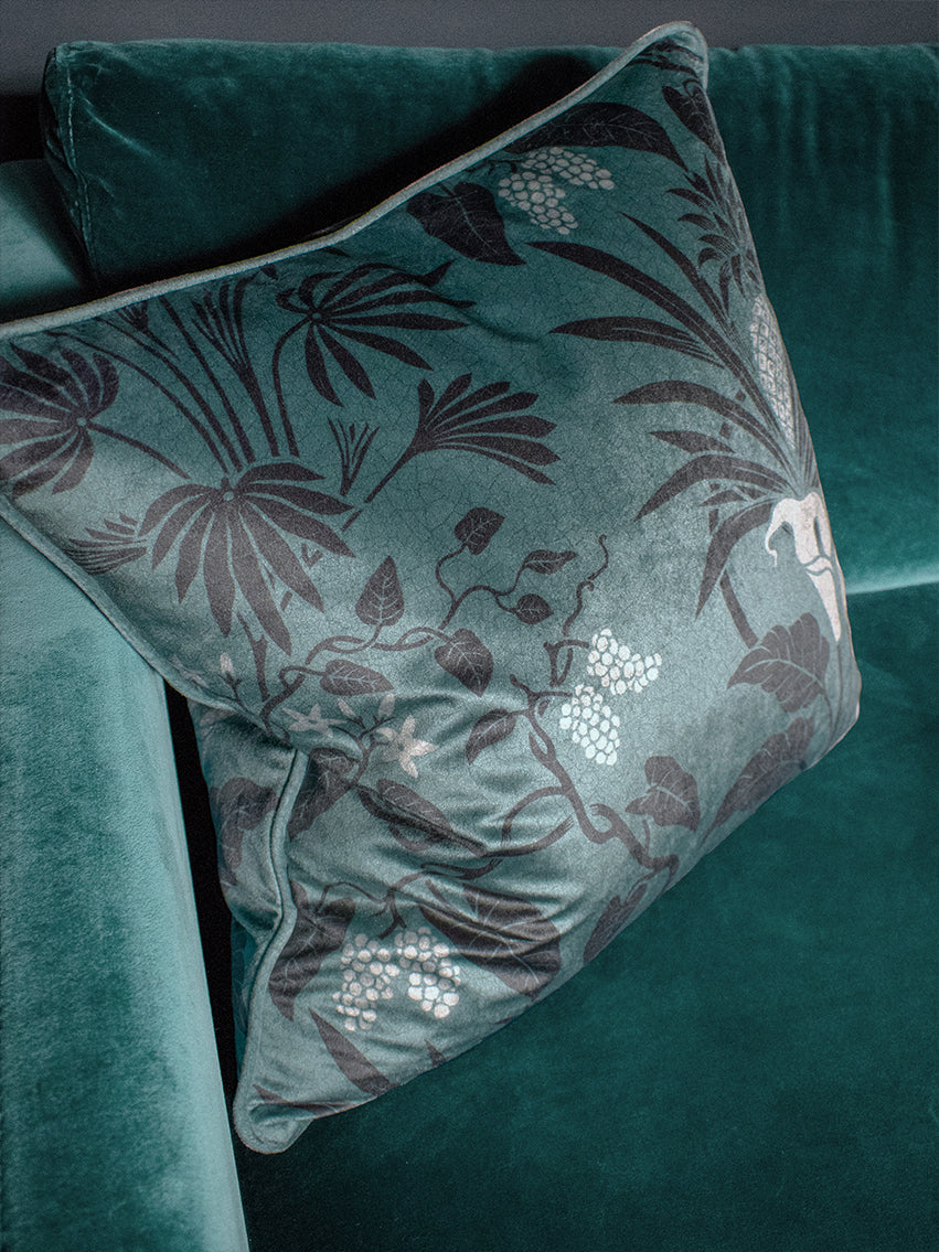 Botanize 'Fern Green' Room Velvet Cushion