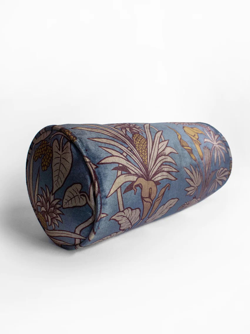 Botanize Heritage 'Whale Blue' Velvet Bolster Cushion