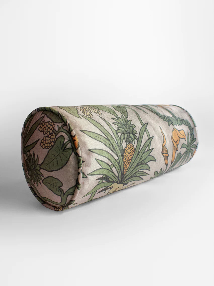Botanize Heritage 'Palm Green' Velvet Bolster Cushion