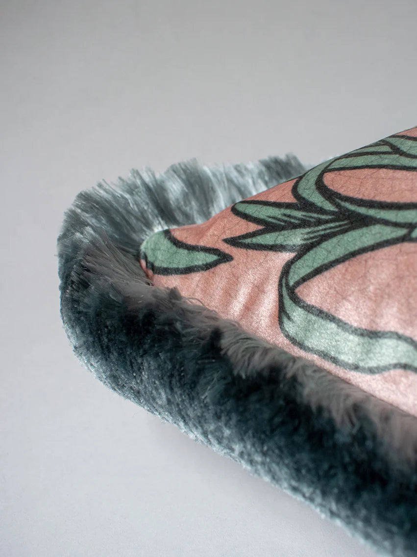 Botanize Heritage 'Plaster Pink' Fringed Side Velvet Cushion