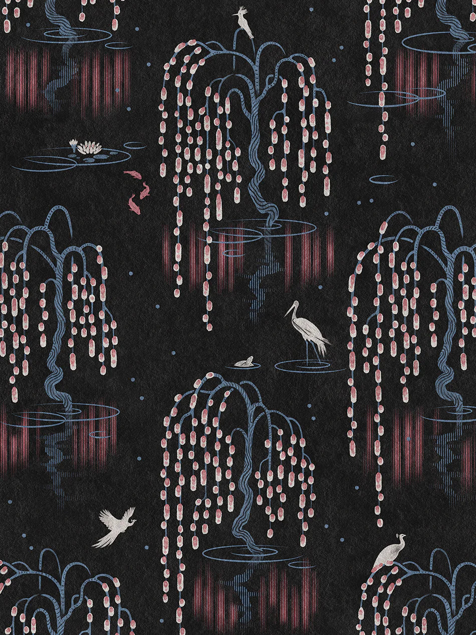 Kyoto Blossom 'Black Cherry' Wallpaper