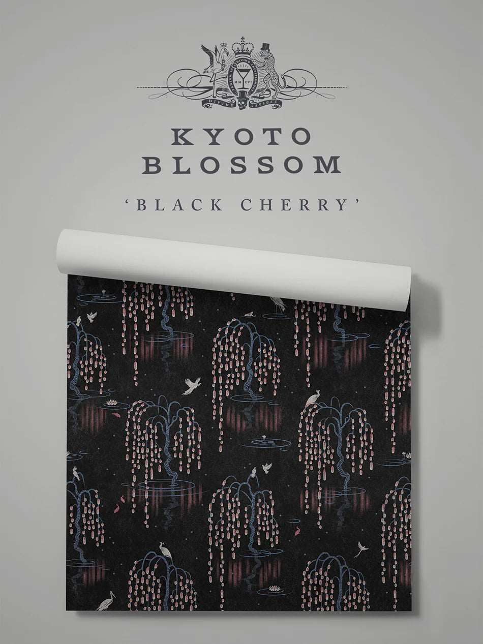 Kyoto Blossom 'Black Cherry' Wallpaper