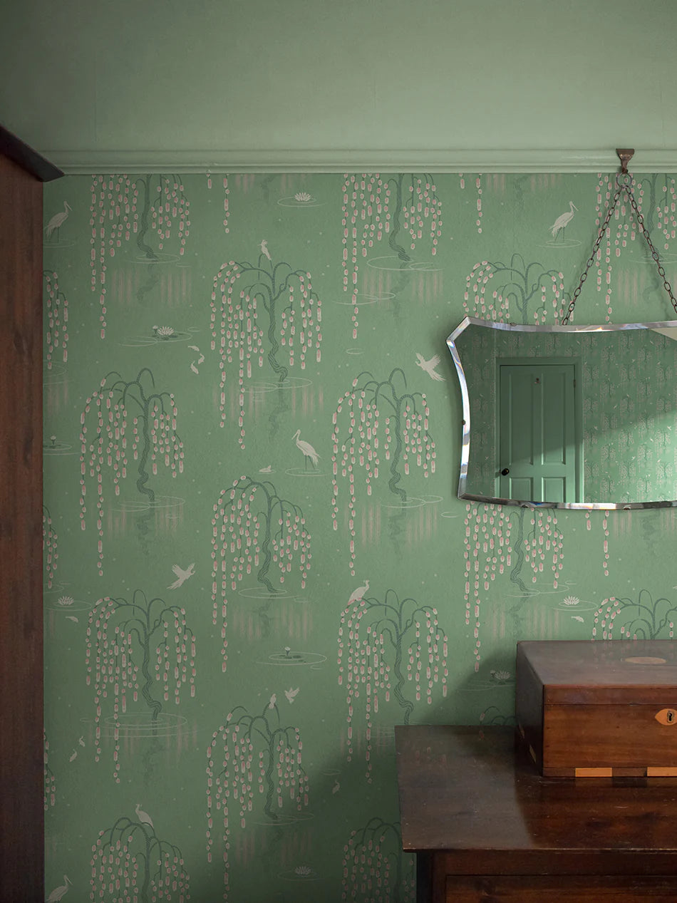 Kyoto Blossom 'Willow Green' Room Wallpaper