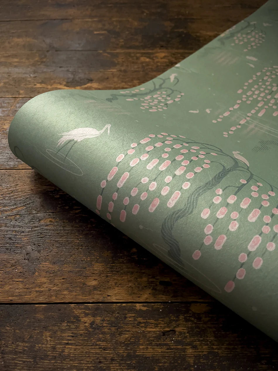 Kyoto Blossom 'Willow Green' Room Wallpaper