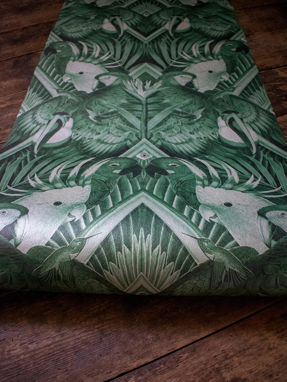 Divine Plumage 'Emerald' Room Wallpaper
