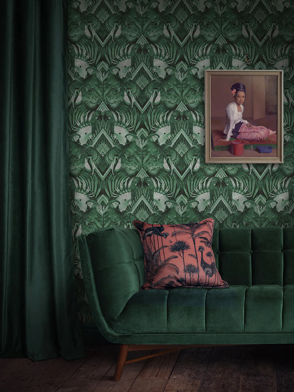 Divine Plumage 'Emerald' Room Wallpaper