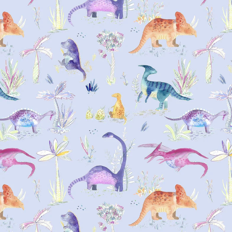 Dinos Violet Wide-Width Wallpaper 