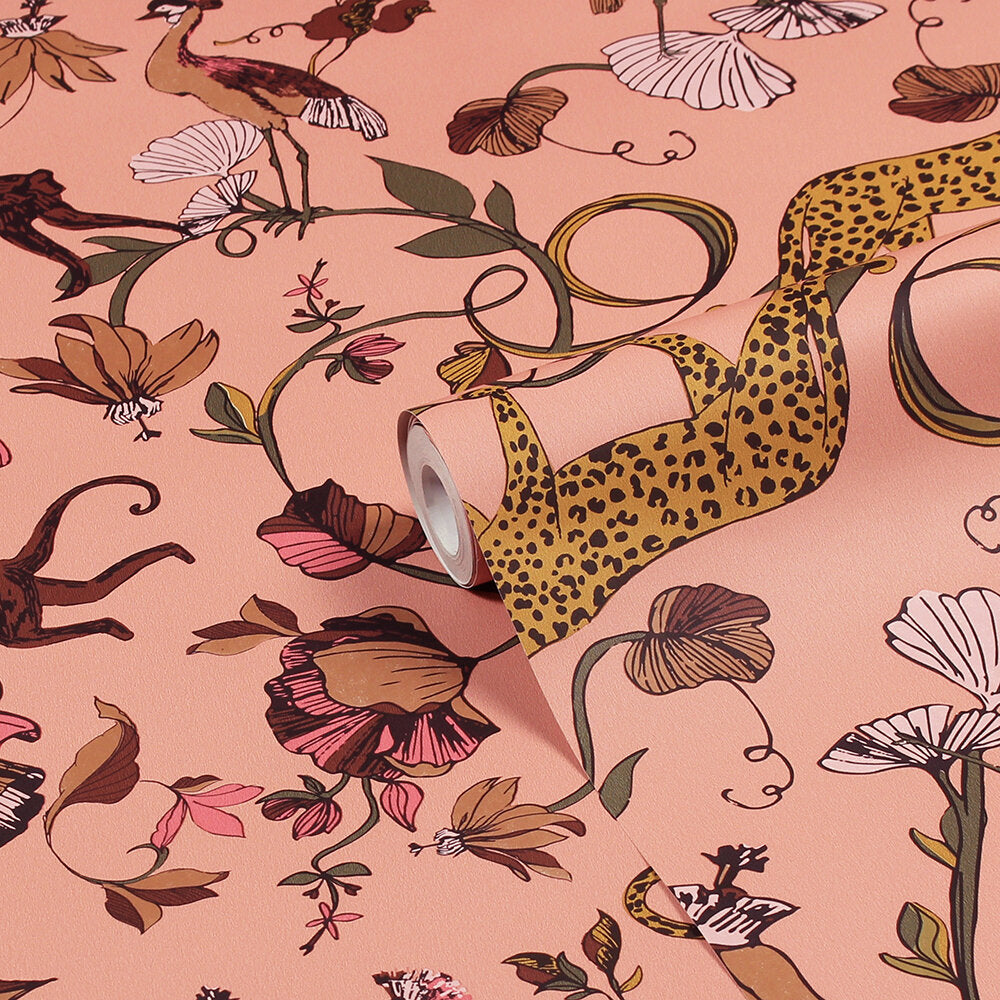 Exotic Wildlings Wallpaper - Pink - Furn