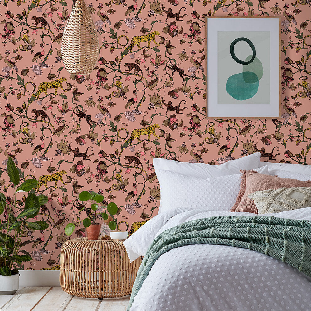 Exotic Wildlings Wallpaper - Pink - Furn