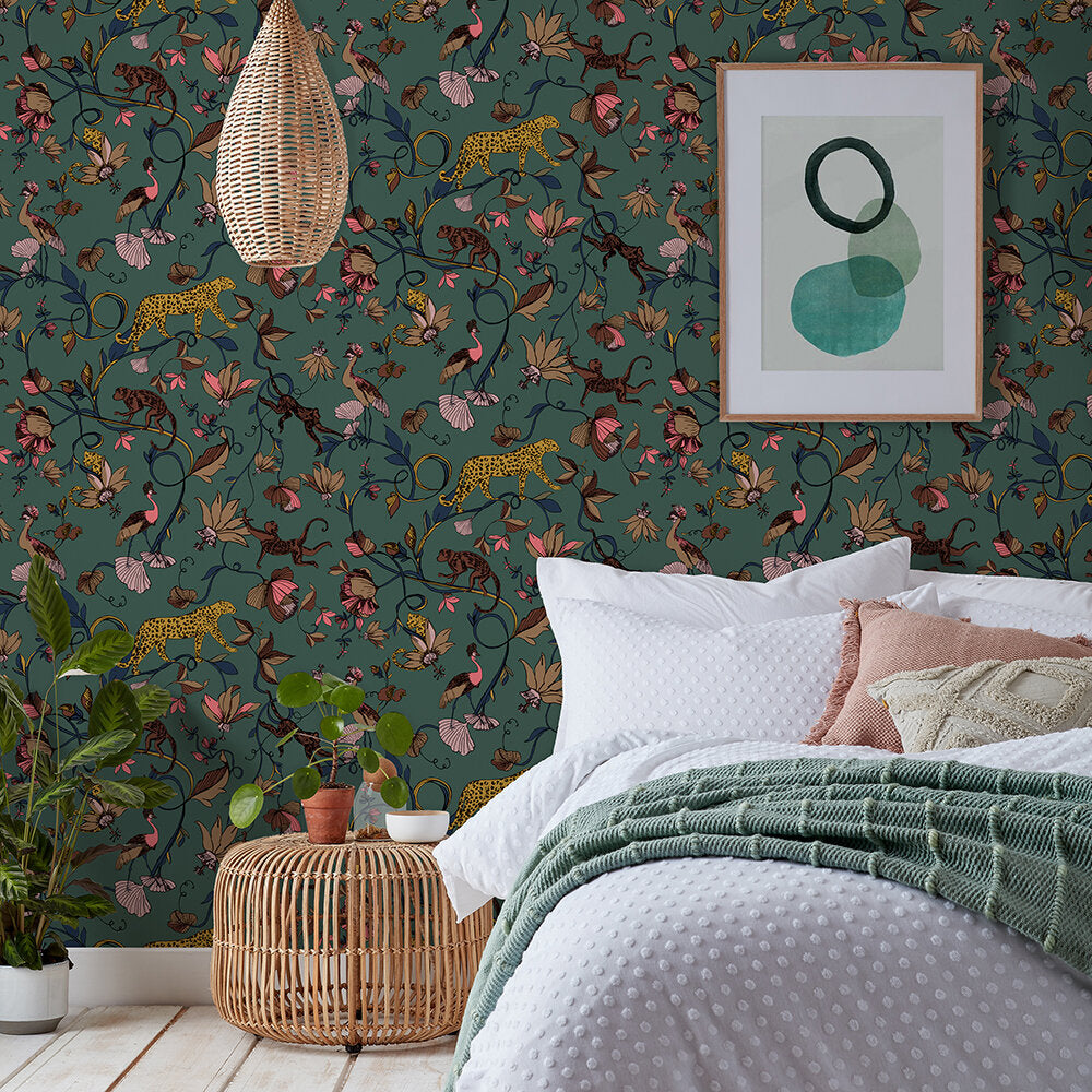 Exotic Wildlings Wallpaper - Green - Furn