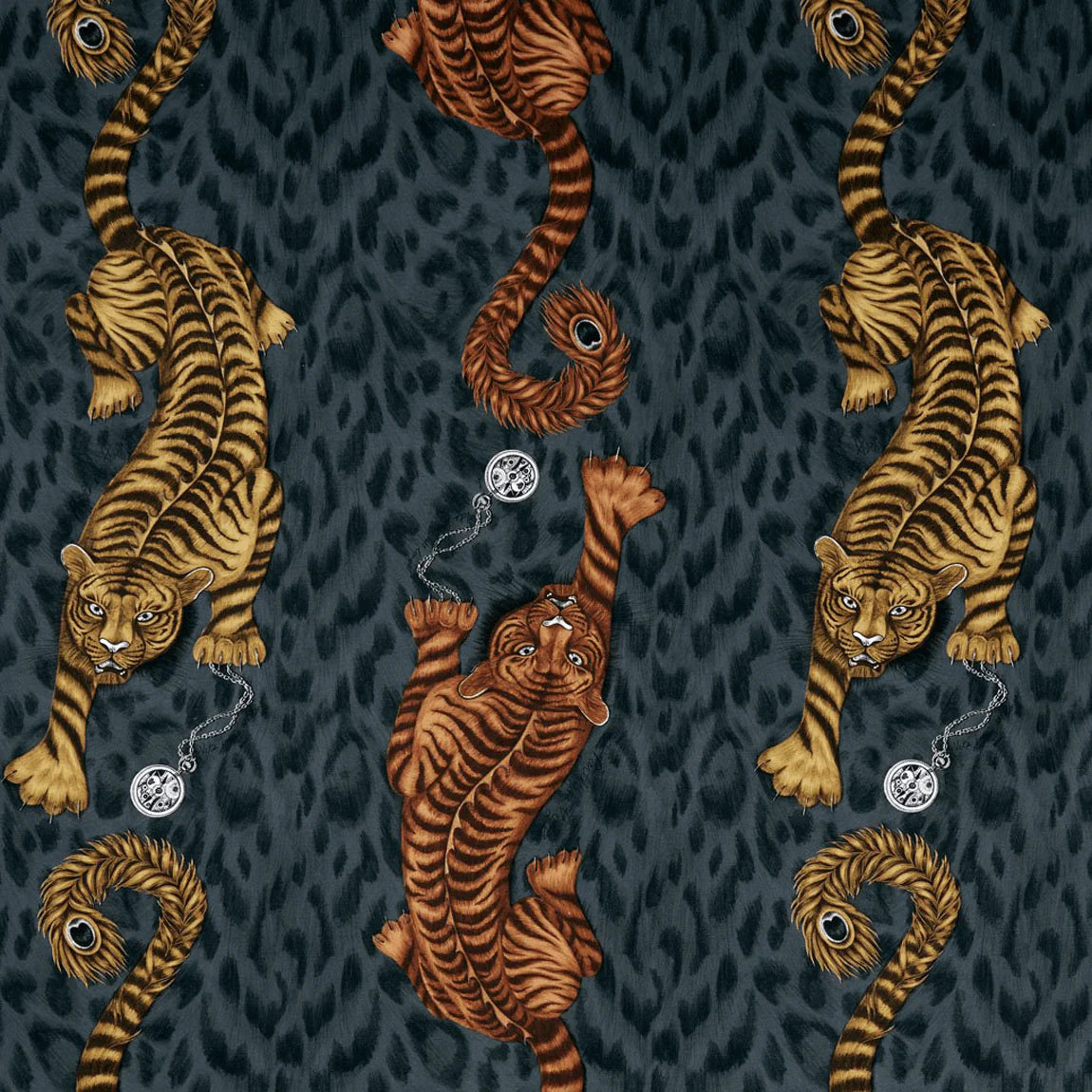 Tigris Cotton Satin Fabric - Black - Emma J Shipley