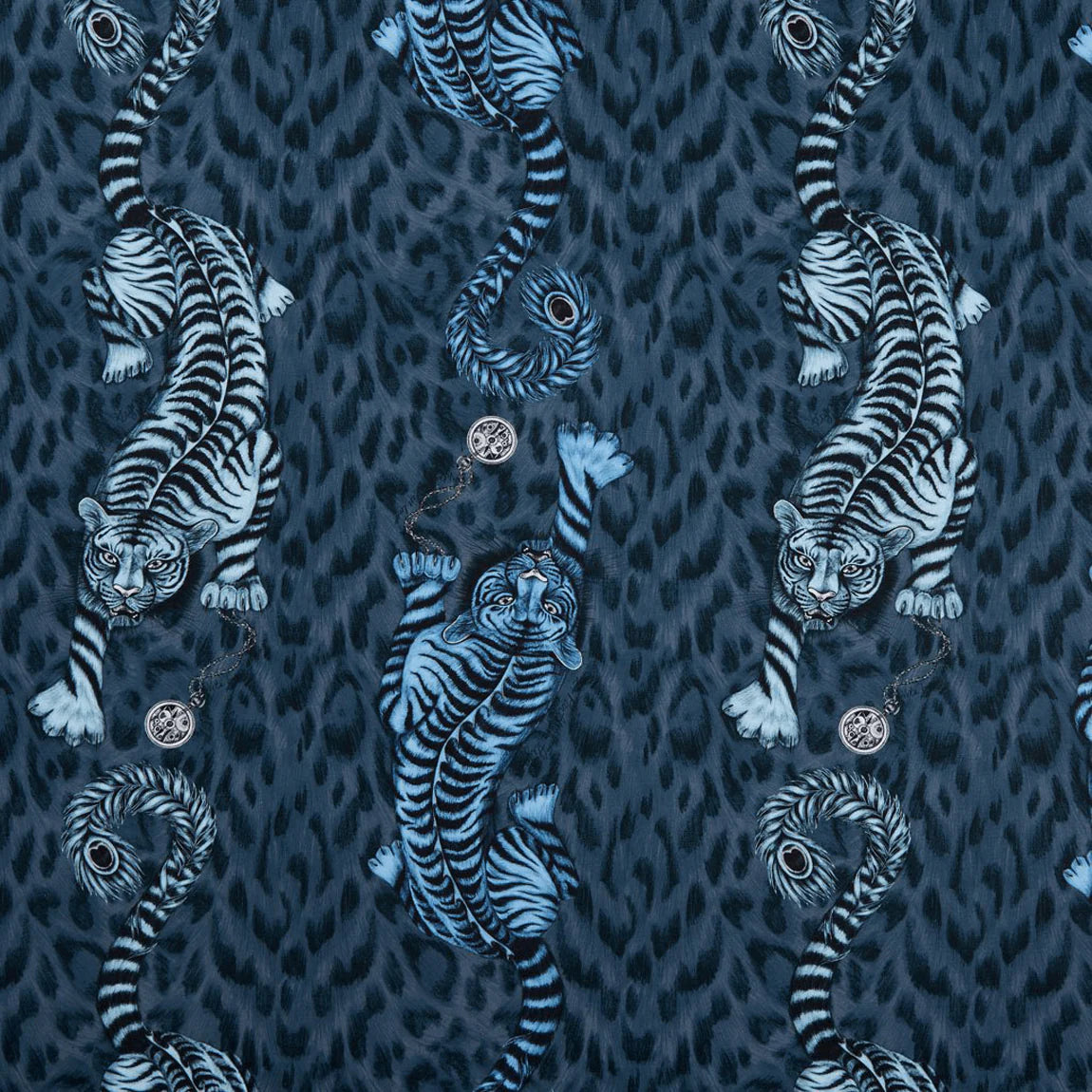 Tigris Cotton Satin Fabric - Blue - Emma J Shipley