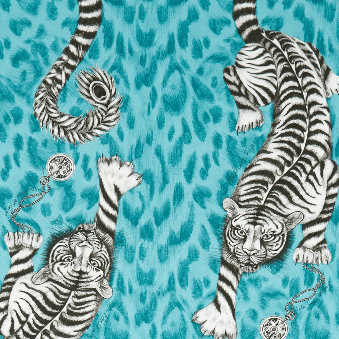 Tigris Cotton Satin Fabric - Teal - Emma J Shipley