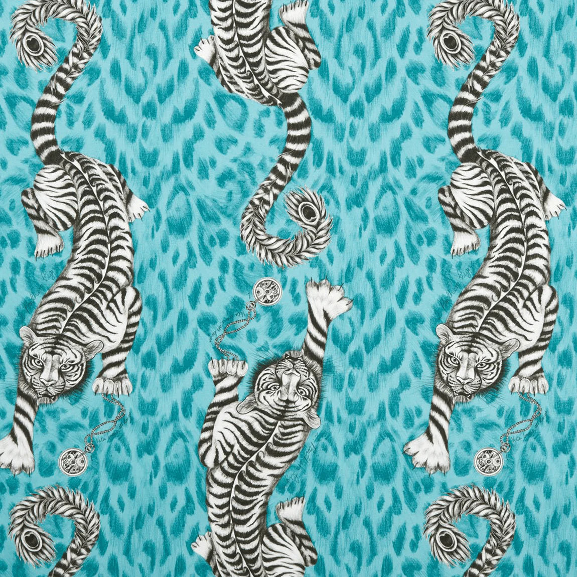 Tigris Cotton Satin Fabric - Teal - Emma J Shipley