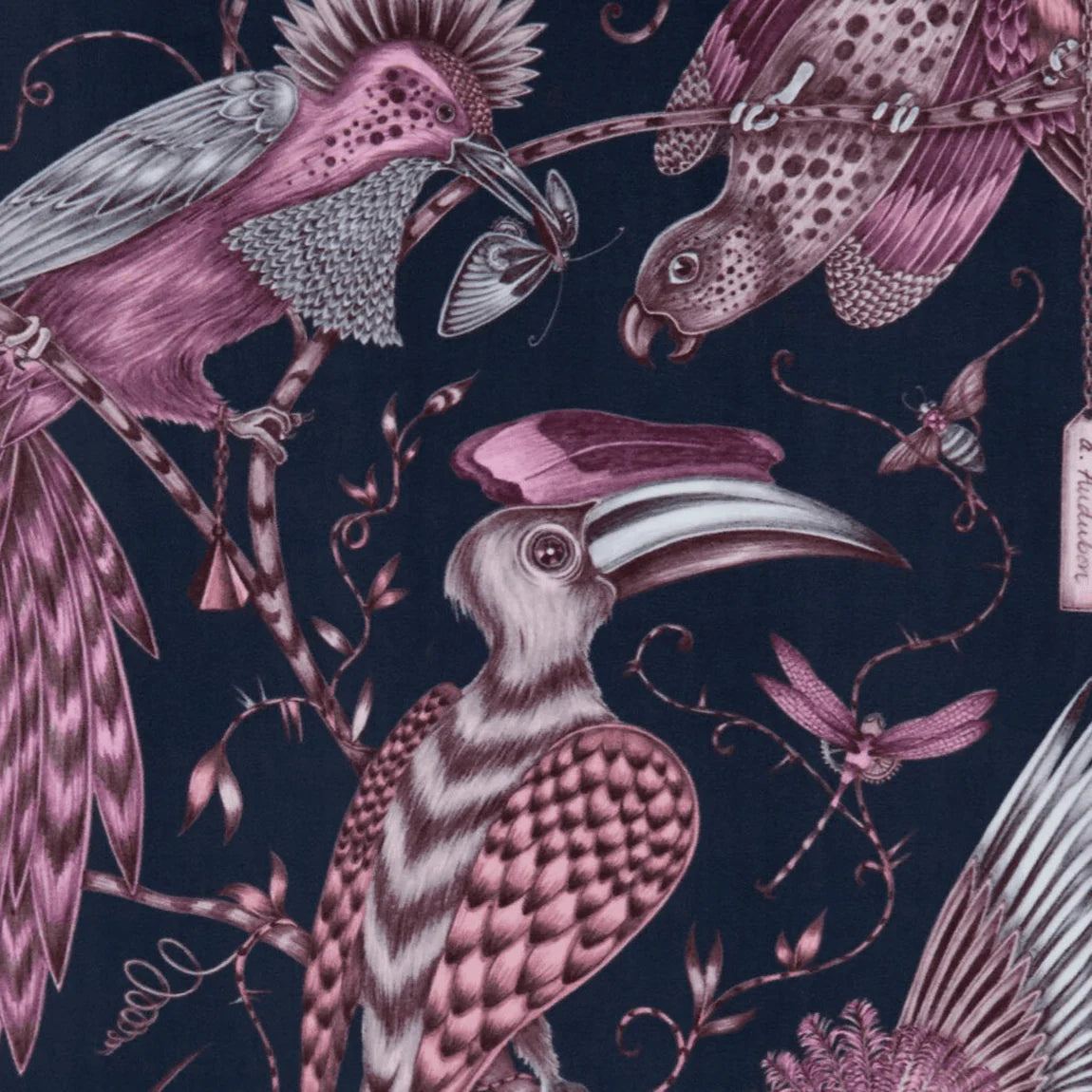 Audubon Velvet Fabric - Purple - Emma J Shipley