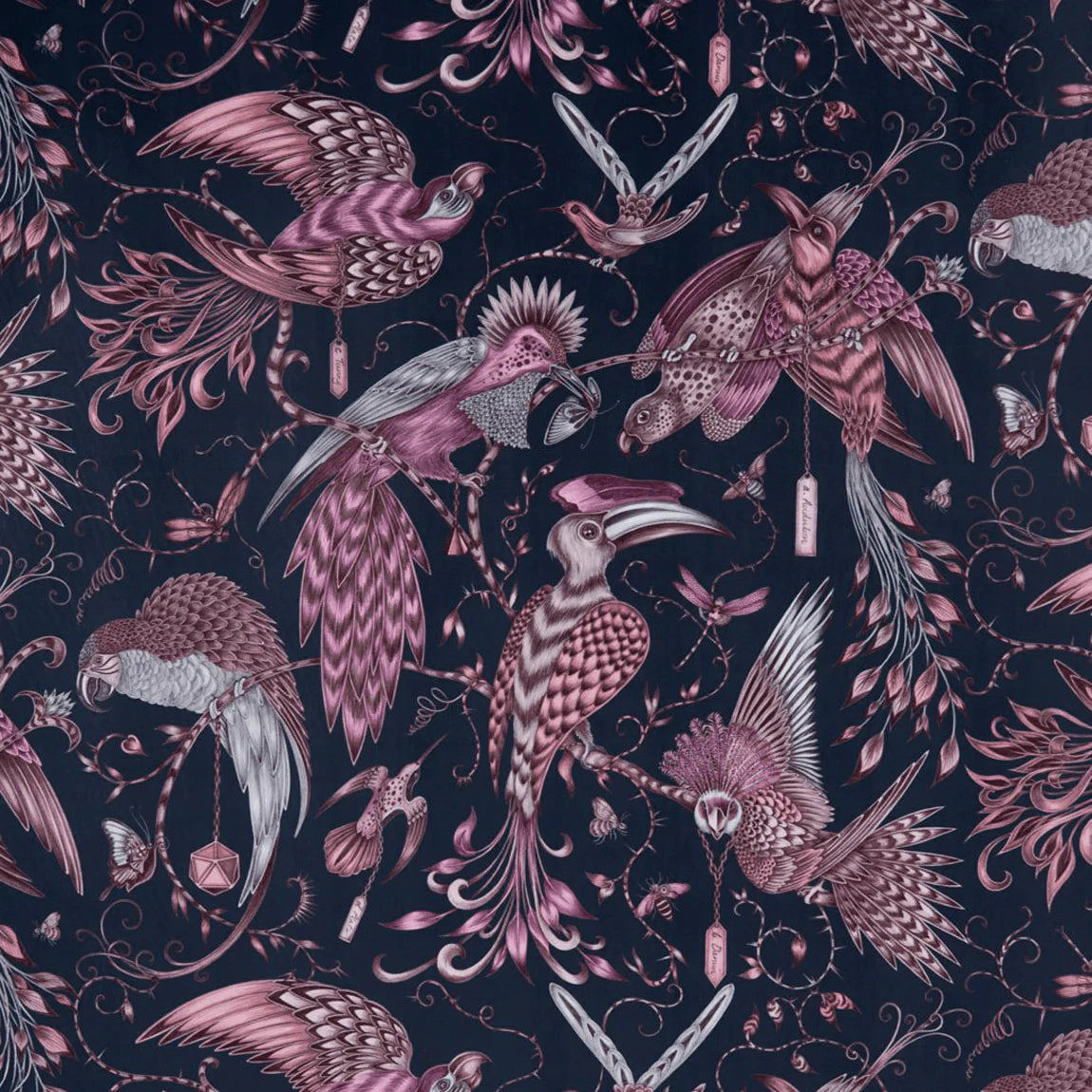 Audubon Velvet Fabric - Purple - Emma J Shipley