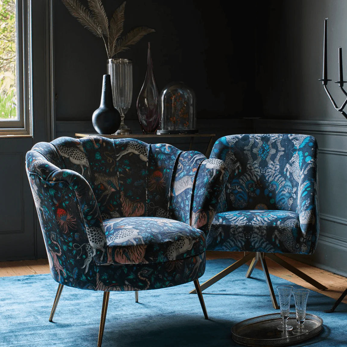 Protea Velvet Fabric - Teal - Emma J Shipley