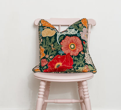 Fleur Cushion with Medium Velvet - Green - Wear The Walls