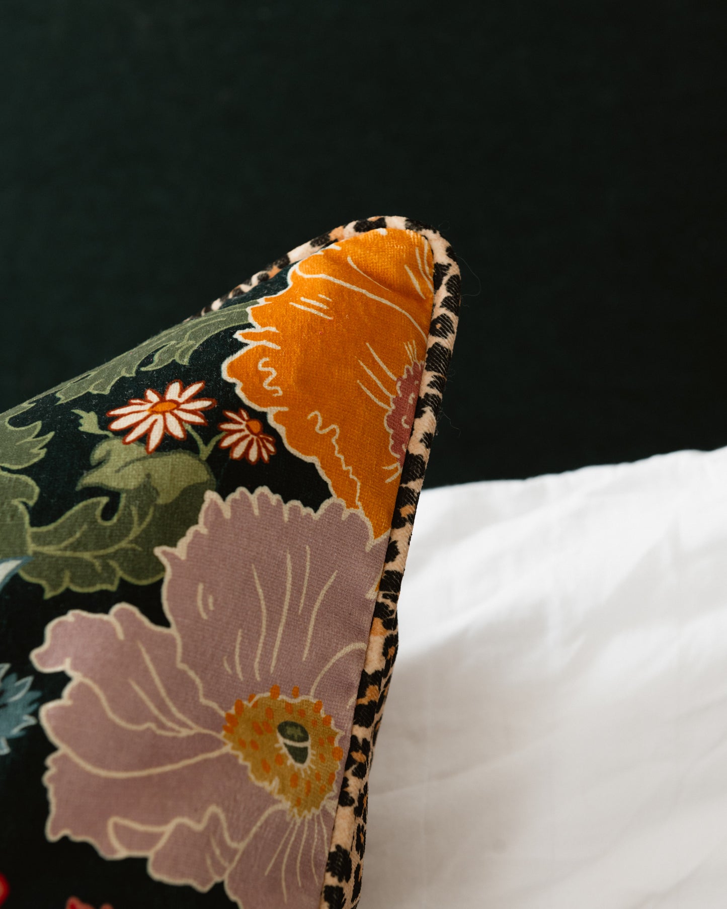 Fleur Cushion with Medium Velvet - Green - Wear The Walls