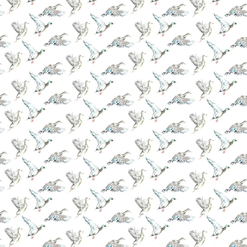 Flying Ducks Linen Fabric