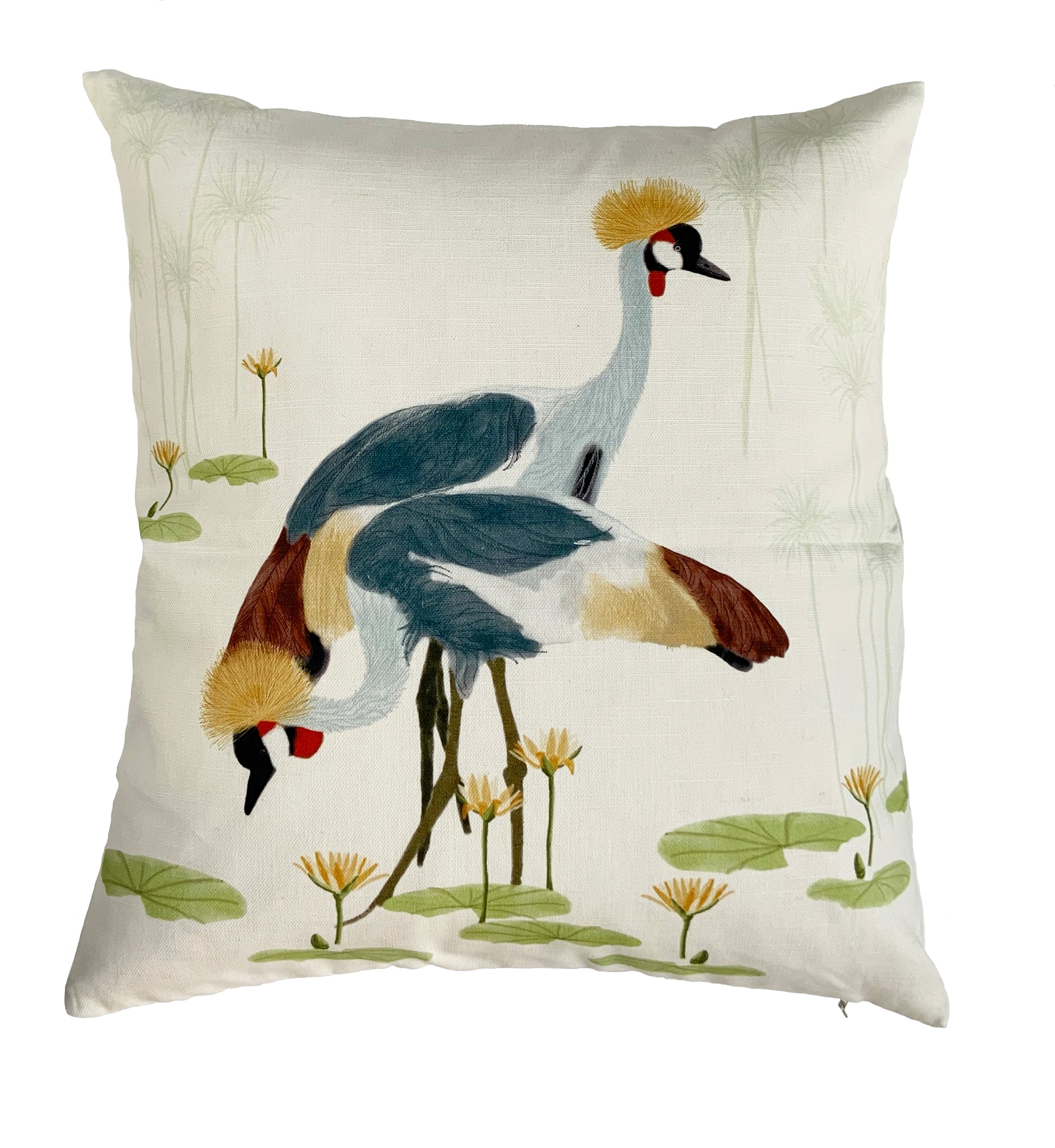 Golden Cranes Cushion - Multicolor - Petronella Hall