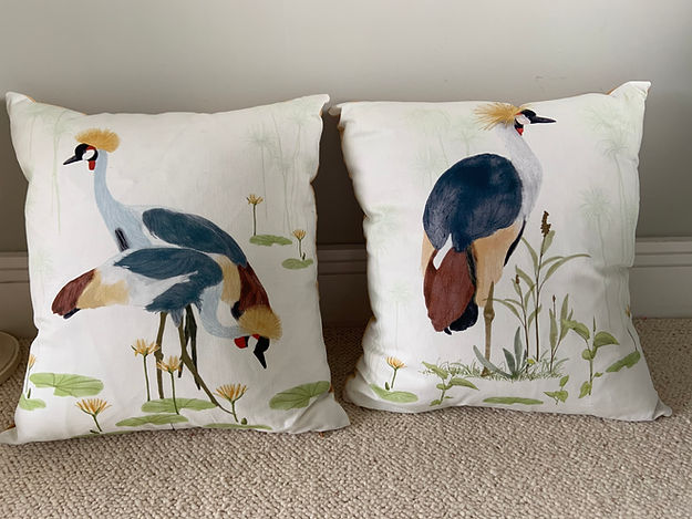 Golden Cranes Cushion - Multicolor - Petronella Hall