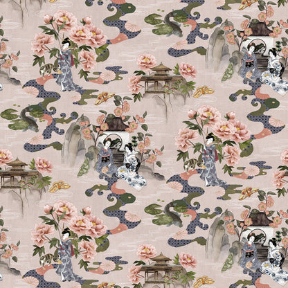 Geisha Floral Wallpaper - Blush - Paoletti