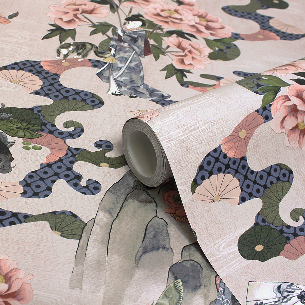 Geisha Floral Wallpaper - Blush - Paoletti